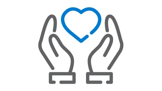 Heart in hands icon