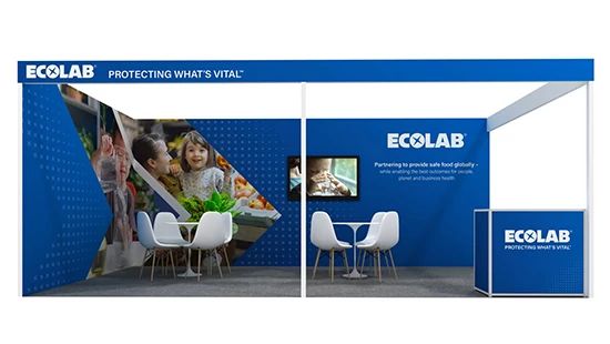 Rendering of Ecolab booth for GFSI 2024 in Singapore.