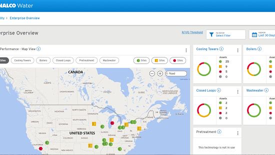 Water Quality Intelligence powered by ECOLAB3D enterprise map